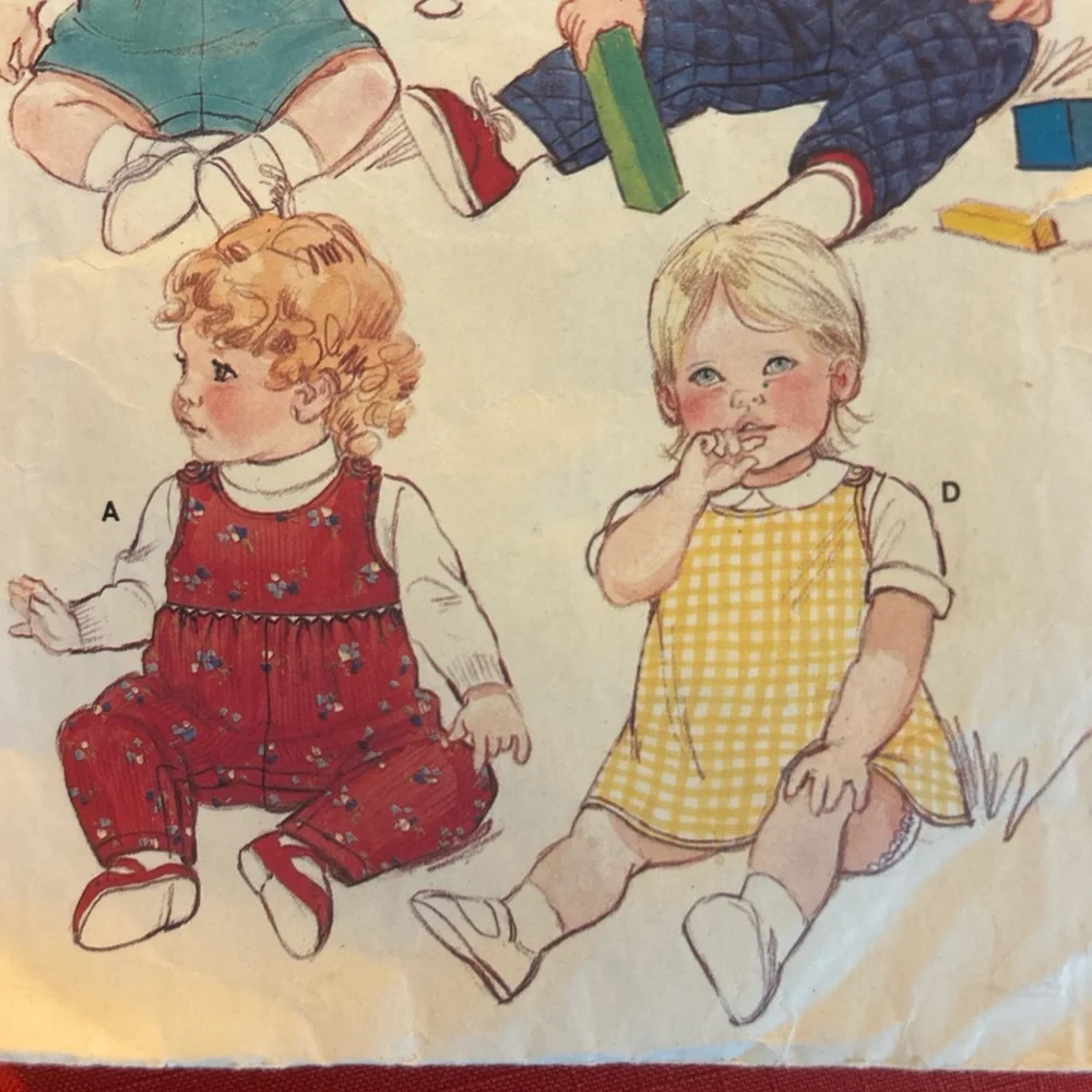 Butterick Kids Bibs and Rompers in Blue and Red Patterns